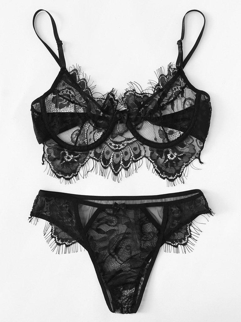 Eyelash Lace Lingerie Set-lingerie-Des Mess