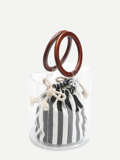 Striped Clear Wooden Handle Bag-accessories-Des Mess