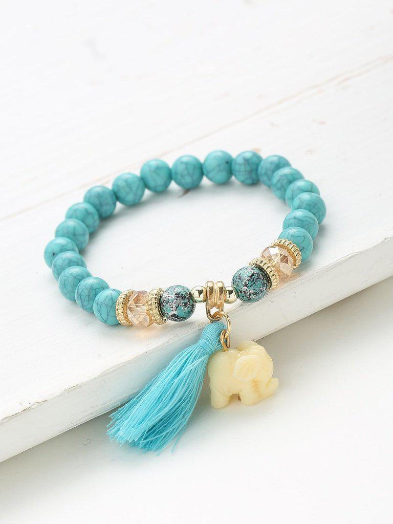 Elephant & Tassel Embellished Bracelet Set--Des Mess