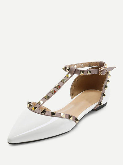 T-strap Studded Ballet Flats-shoes-Des Mess
