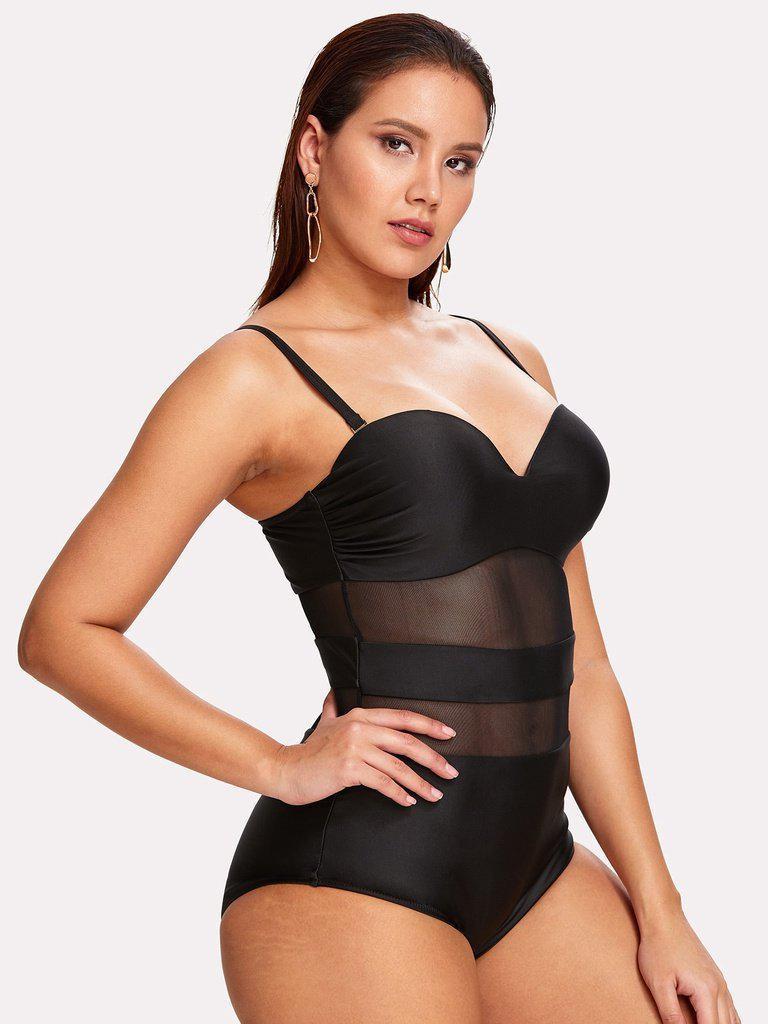 Mesh Panel Swimsuit-swimwear-Des Mess