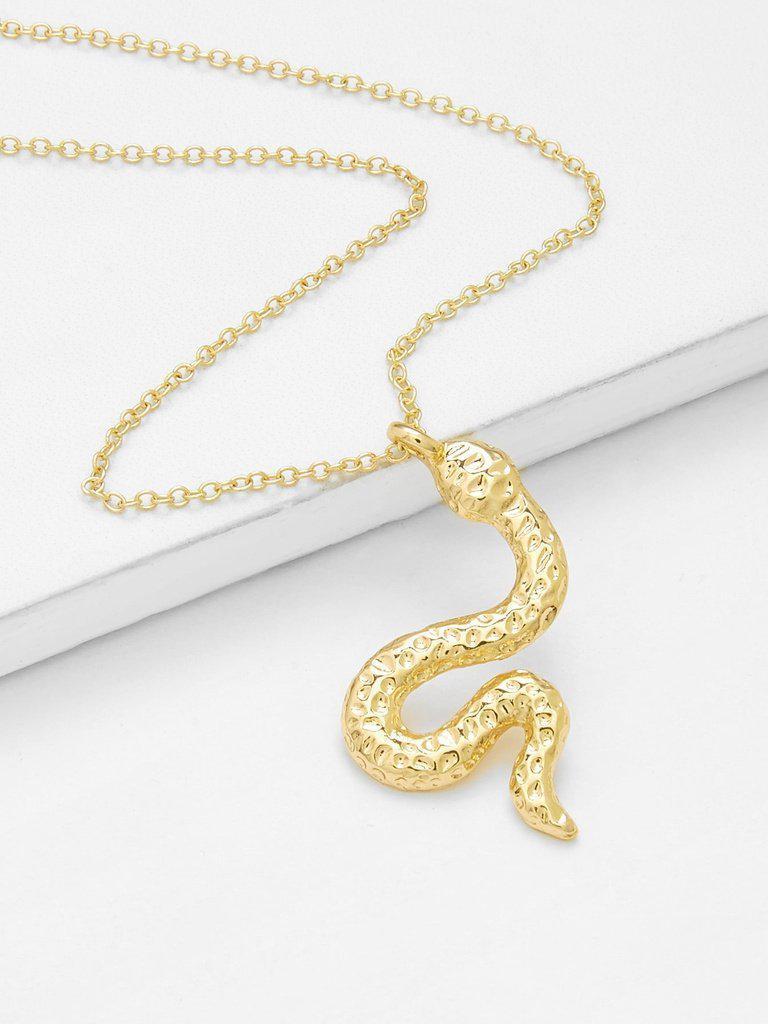 Metal Snake Pendant Chain Necklace-jewelry-Des Mess