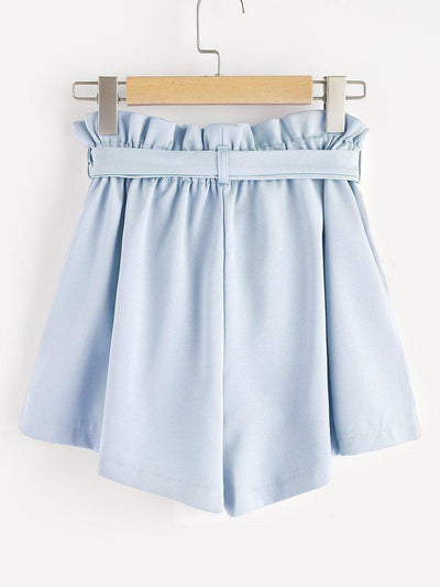 Frill Waist Self Tie Shorts-bottom-Des Mess