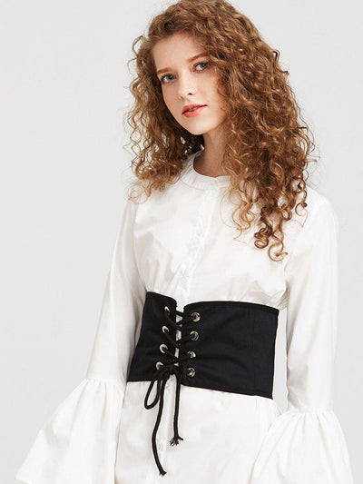 Eyelet Lace Up Wide Belt-accessories-Des Mess