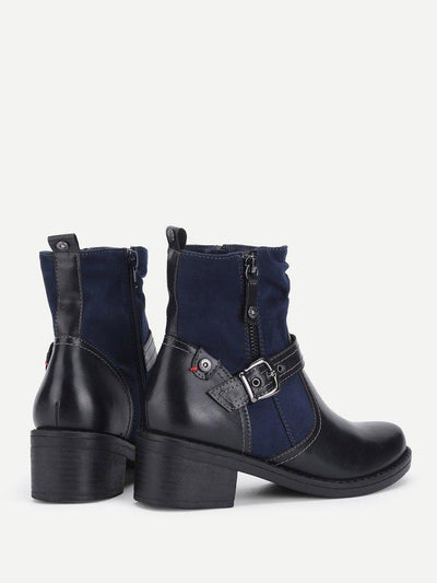 Side Zipper Block Heeled Ankle Boots-shoes-Des Mess