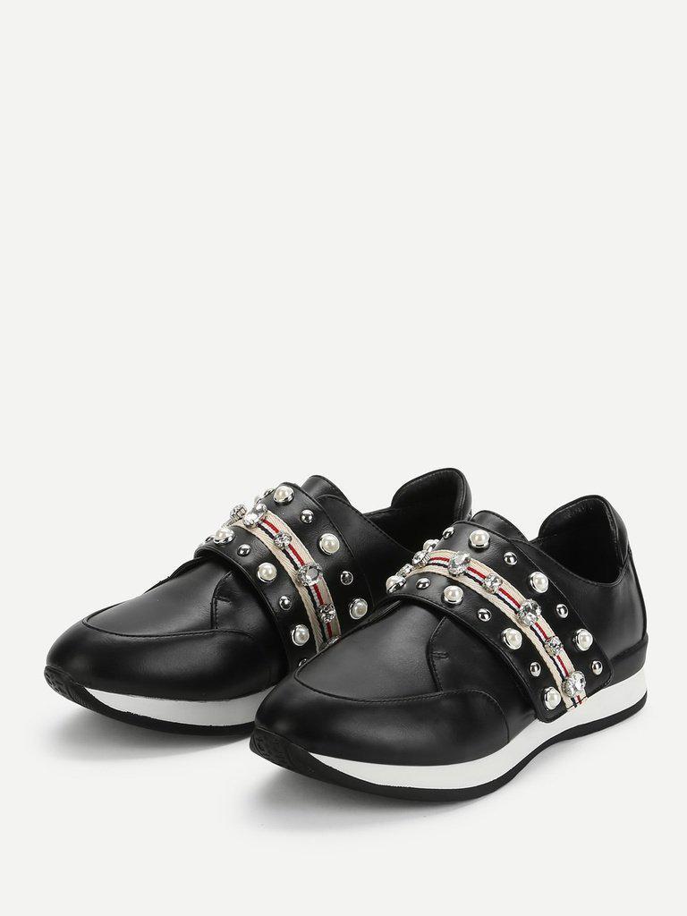 Rhinestone Design Slip On Sneakers-shoes-Des Mess