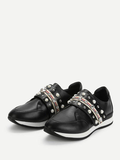 Rhinestone Design Slip On Sneakers-shoes-Des Mess