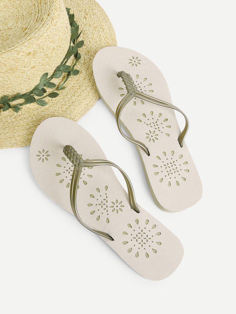Woven Detail PVC Flip Flops