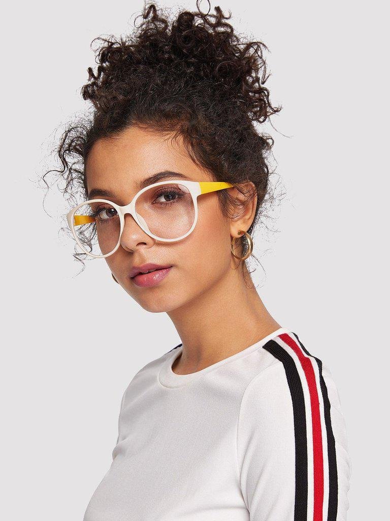 Two Tone Frame Flat Len Glasses-accessories-Des Mess