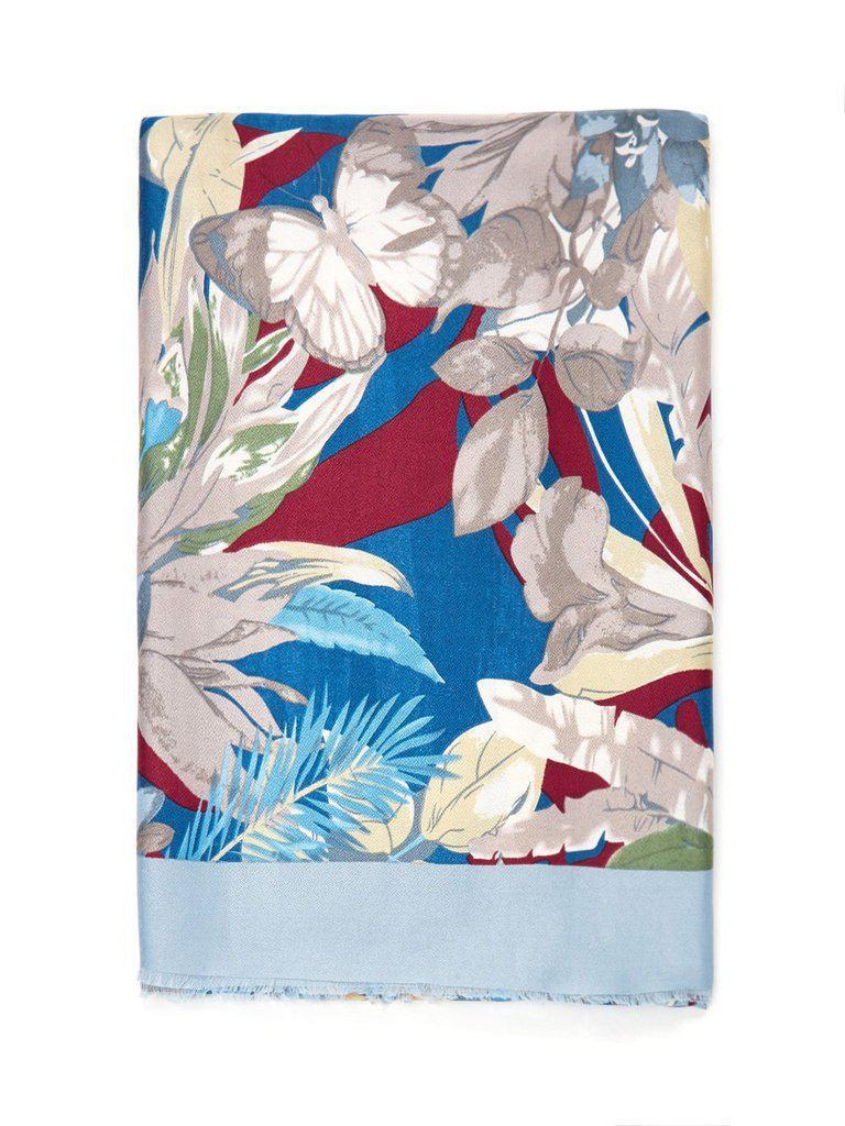 Frayed Trim Flower Print Scarf-accessories-Des Mess