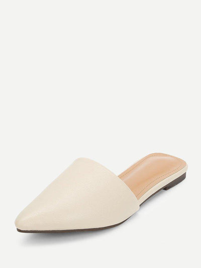 PU Pointed Toe Flat Mules-shoes-Des Mess