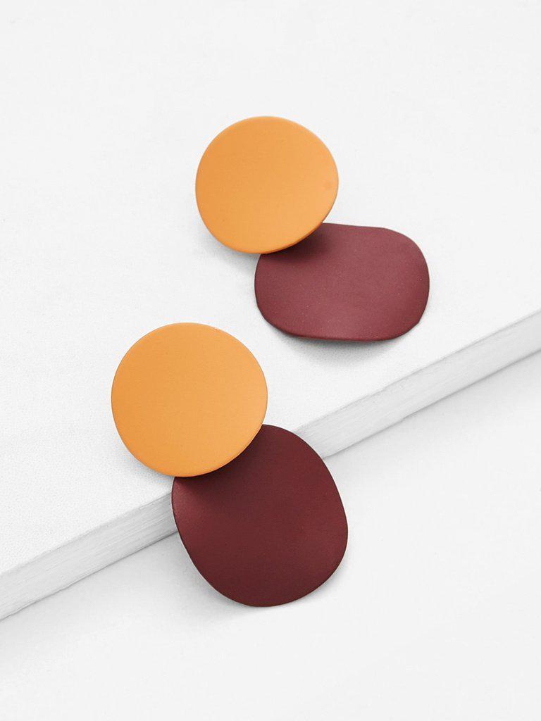 Two Tone Round Flake Drop Earrings-jewelry-Des Mess