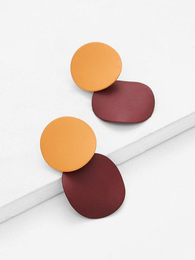 Two Tone Round Flake Drop Earrings-jewelry-Des Mess