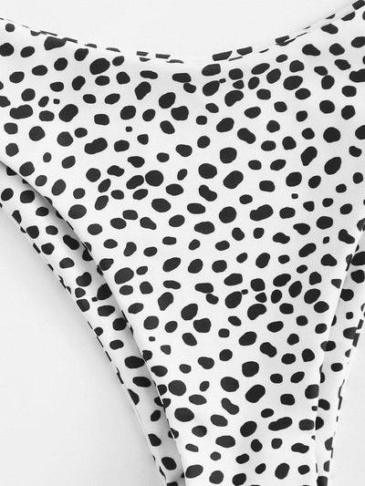 Dot Print Bandeau Bikini Set-swimwear-Des Mess