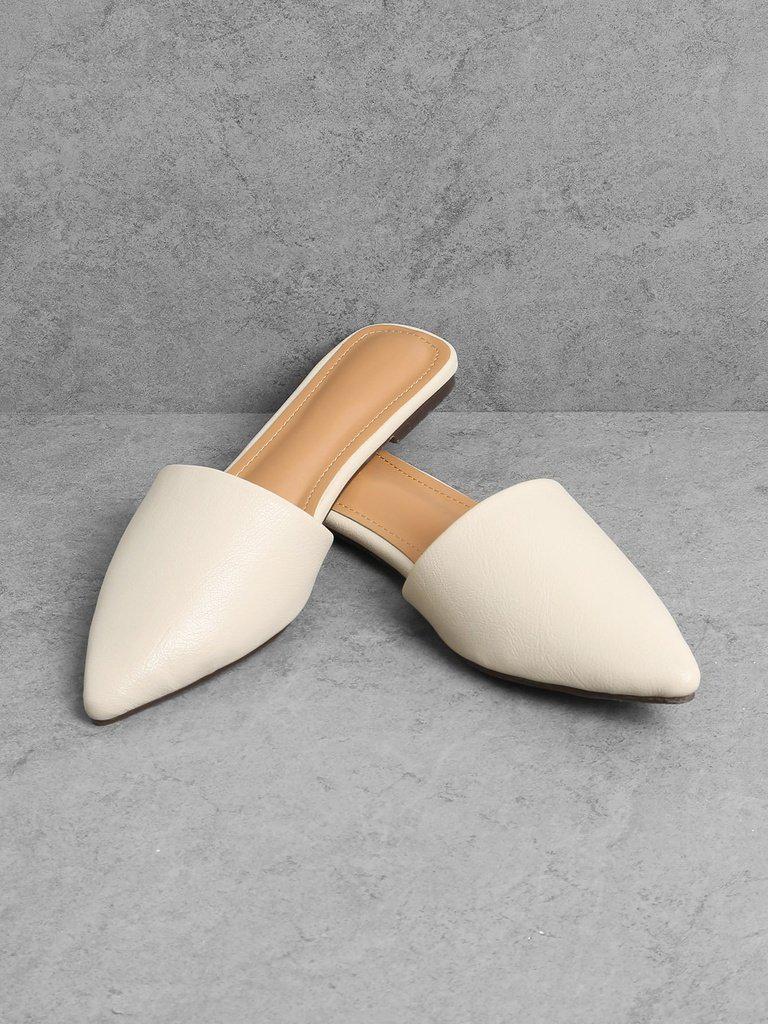 PU Pointed Toe Flat Mules-shoes-Des Mess