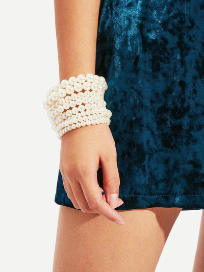 Faux Pearl Design Beaded Bracelet Set-jewelry-Des Mess