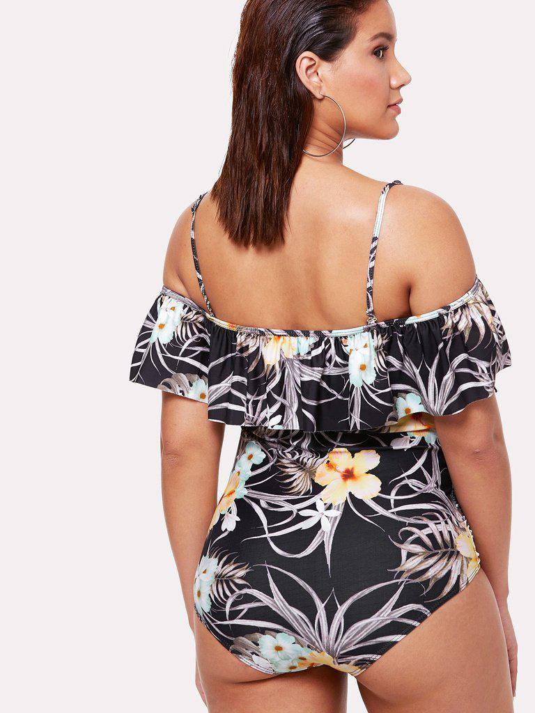 Flower Print Flounce Swimsuit-swimwear-Des Mess