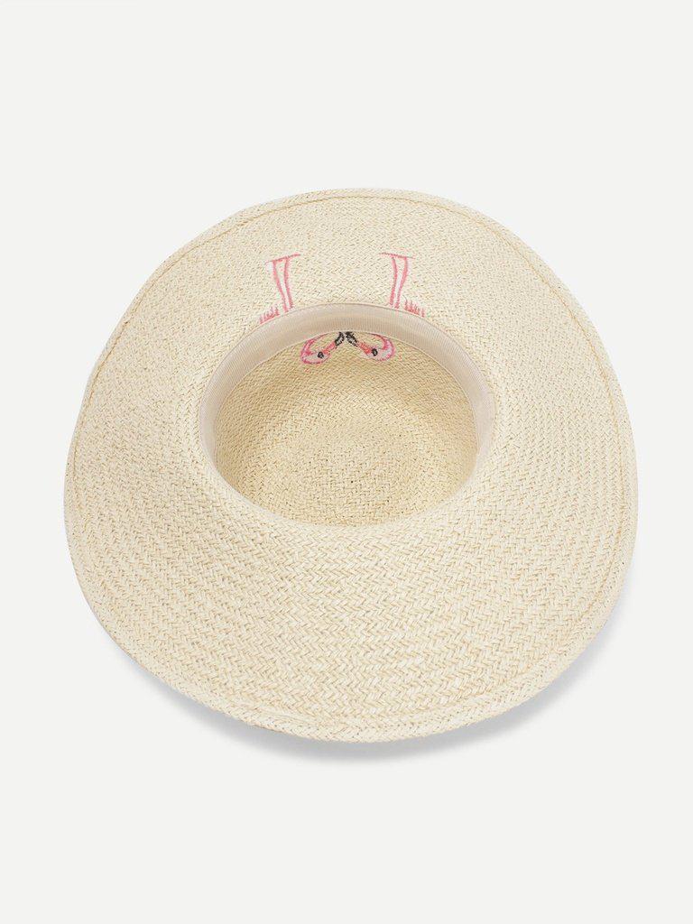 Flamingos Decorated Straw Hat-accessories-Des Mess