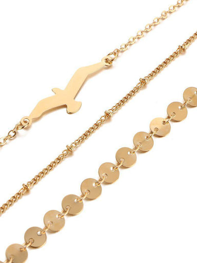 Bird & Sequin Design Chain Bracelet Set--Des Mess