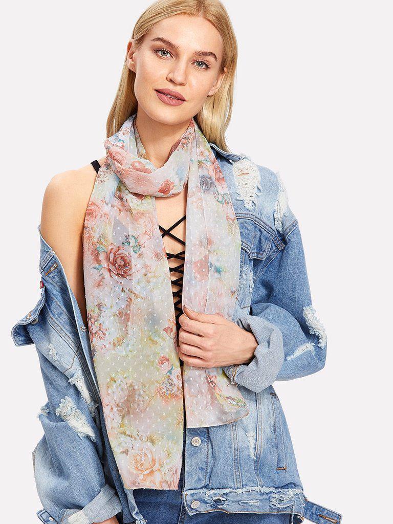 Flower Print Scarf-accessories-Des Mess