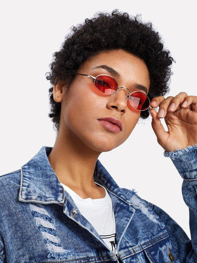 Oval Flat Lens Retro Sunglasses-accessories-Des Mess