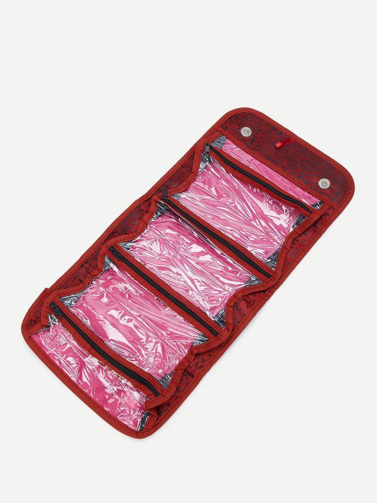 Letter Print Flap Makeup Bag-makeup-Des Mess