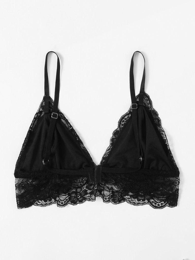 Scallop Trim Lace Bralette-lingerie-Des Mess