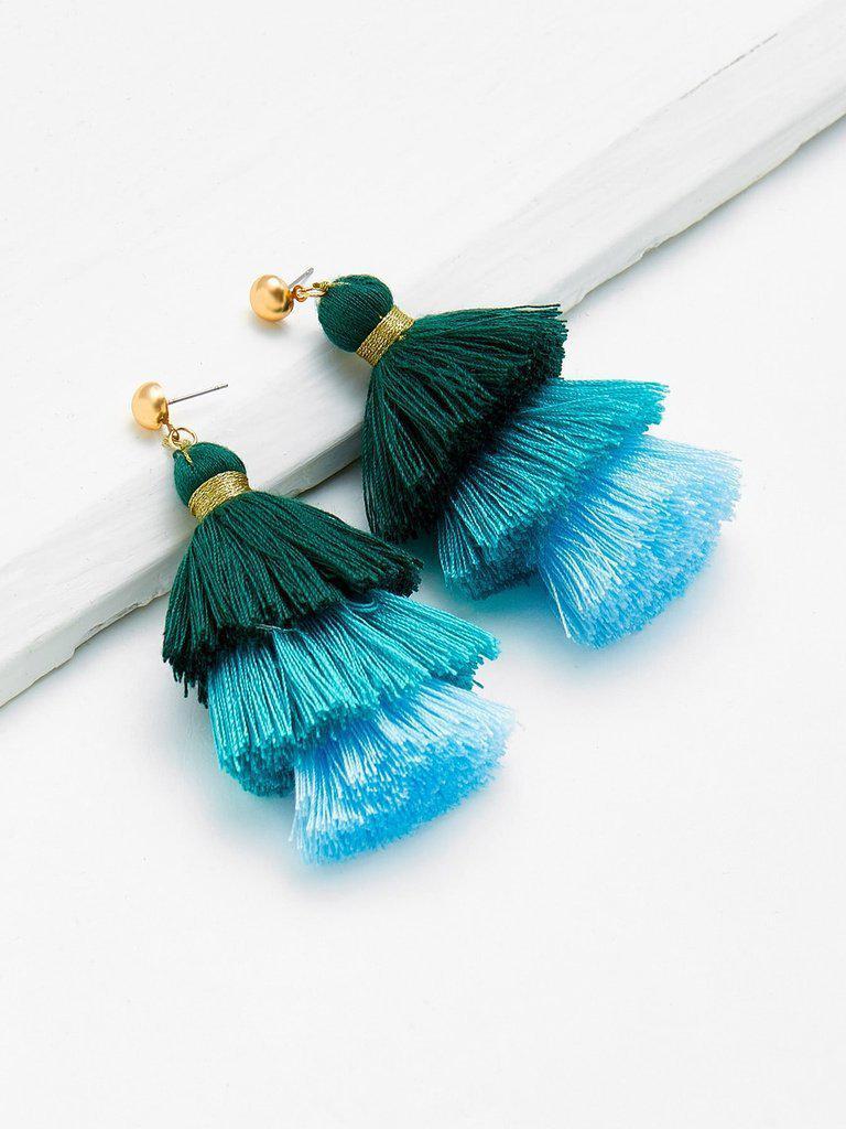 Color Block Tiered Tassel Drop Earrings-jewelry-Des Mess