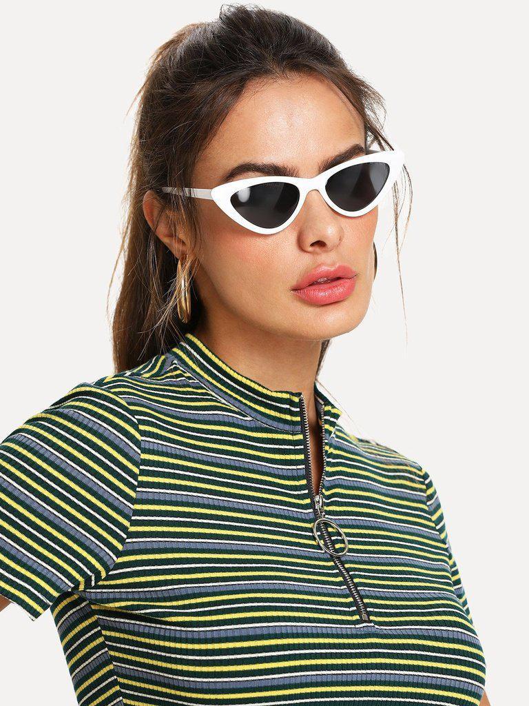 Contrast Frame Cat Eye Sunglasses-accessories-Des Mess