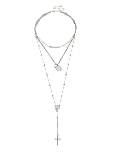 Cross & Bar Pendant Layered Necklace-jewelry-Des Mess