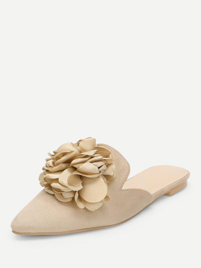 Flower Applique Flat Mules-shoes-Des Mess