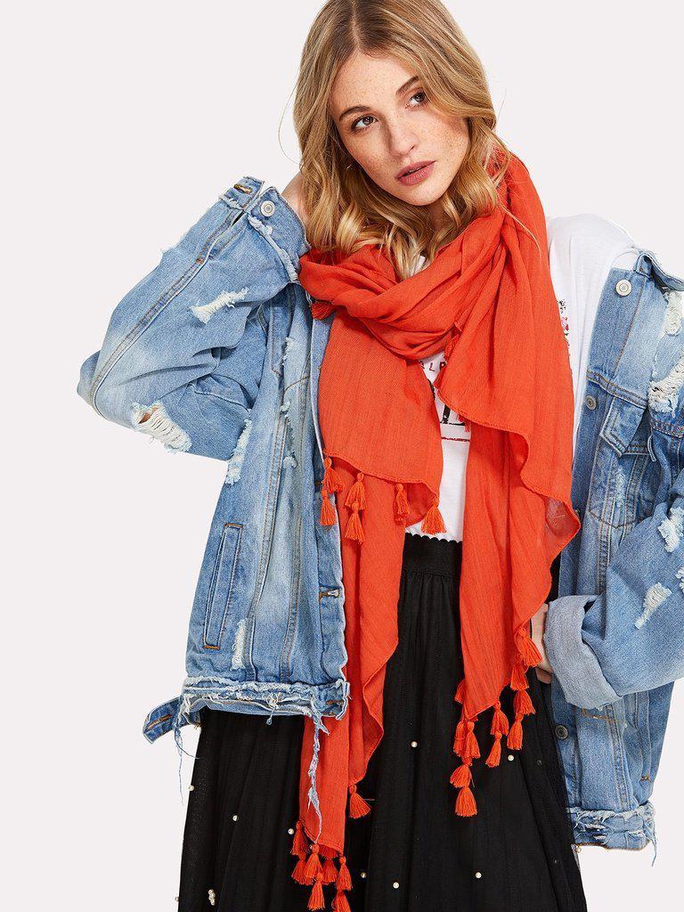Tassel Decorated Scarf-accessories-Des Mess