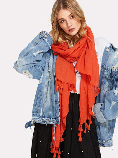 Tassel Decorated Scarf-accessories-Des Mess