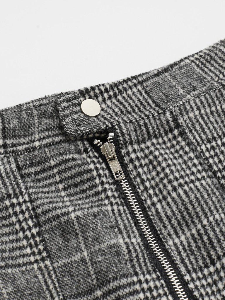 Zip Front Dual Pocket Plaid Skirt-bottom-Des Mess