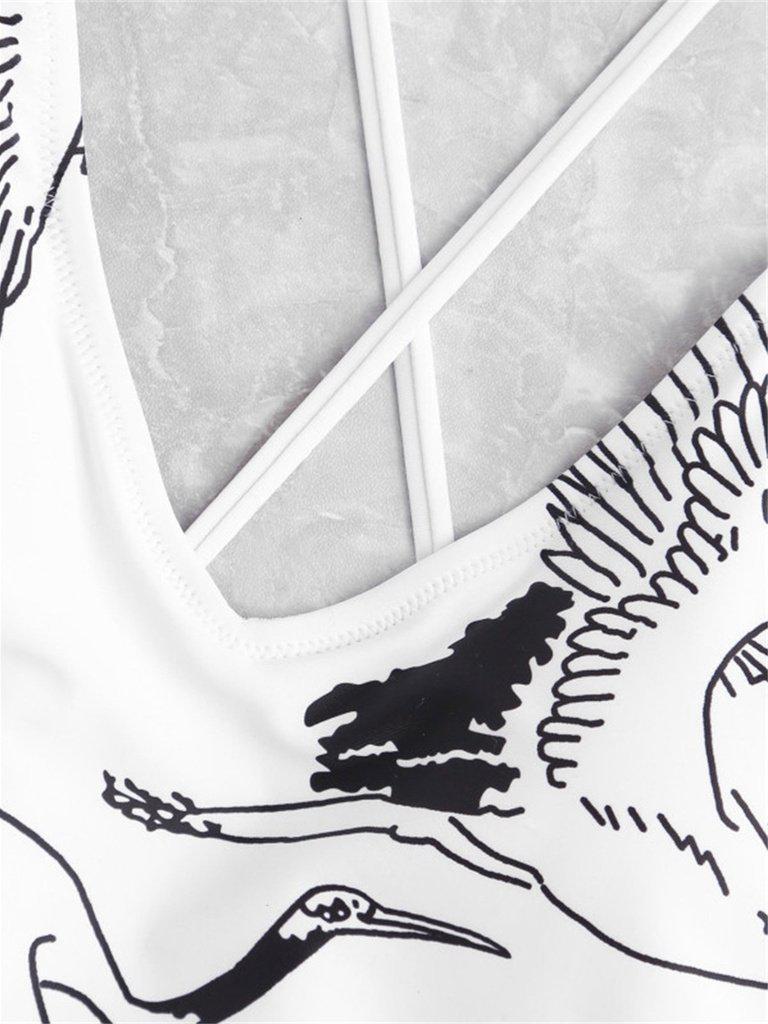 Criss Cross Crane Print Swimsuit-swimwear-Des Mess