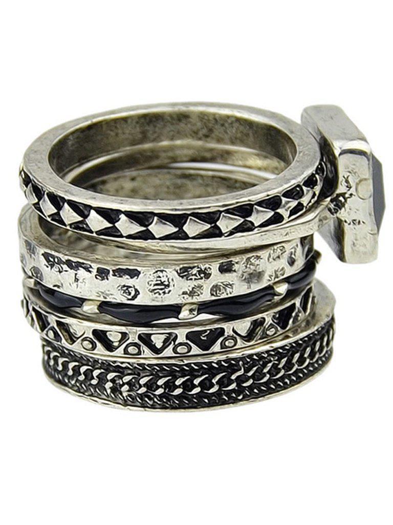 Four Pieces At-silver Ring Set-jewelry-Des Mess