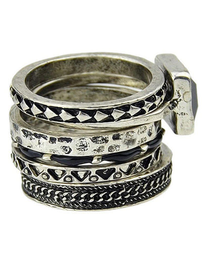 Four Pieces At-silver Ring Set-jewelry-Des Mess