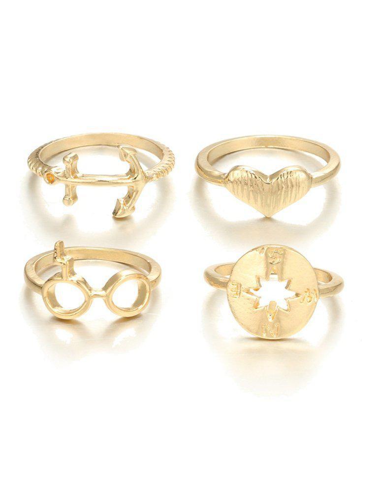 Anchor Design Ring Set 4pcs-jewelry-Des Mess