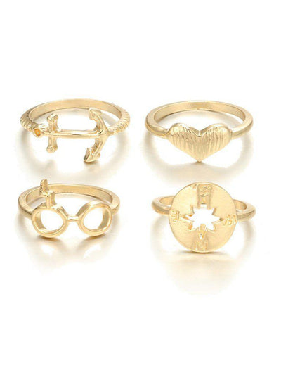Anchor Design Ring Set 4pcs-jewelry-Des Mess