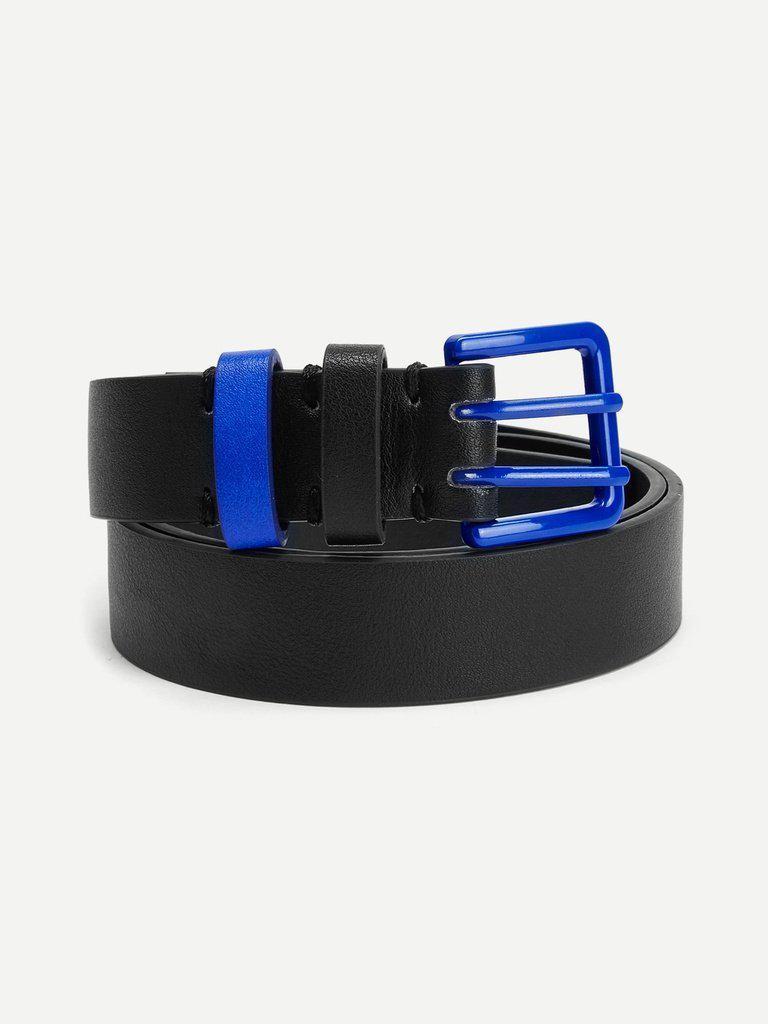 Contrast Buckle PU Belt-accessories-Des Mess