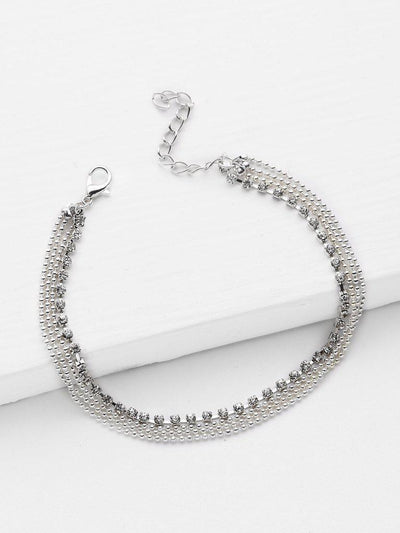 Rhinestone Layered Chain Anklet-jewelry-Des Mess