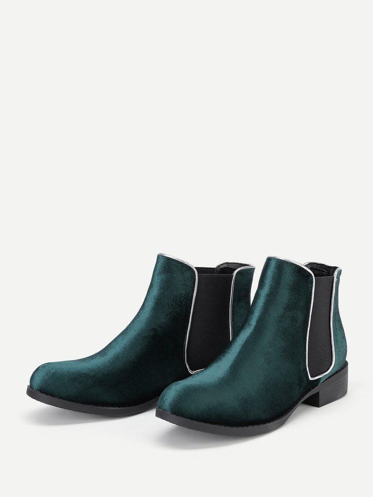 Round Toe Velvet Chelsea Boots-shoes-Des Mess