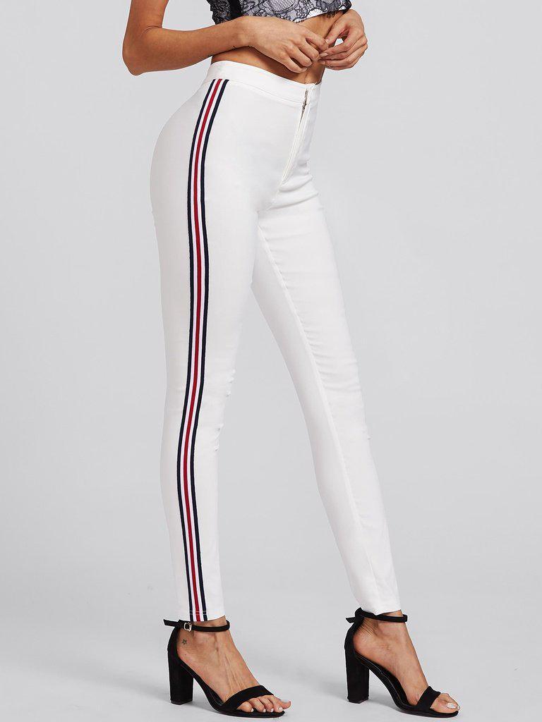 Side Striped Skinny Pants-bottom-Des Mess