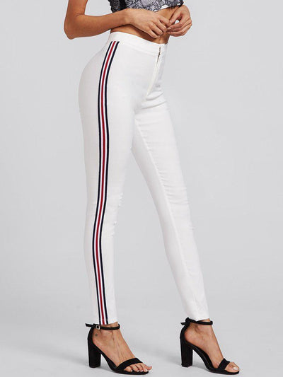 Side Striped Skinny Pants-bottom-Des Mess
