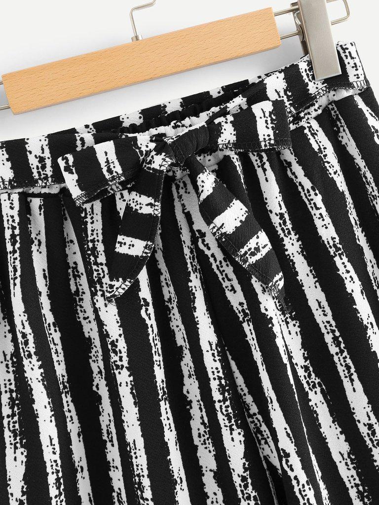 Vertical-Stripe Self Tie Wide Leg Pants-bottom-Des Mess