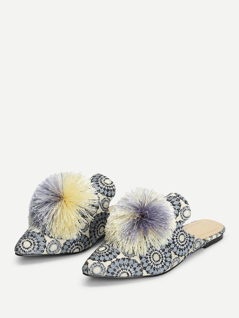 Pom Pom Decorated Flats-shoes-Des Mess