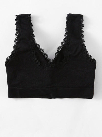Lace Edge Ruched Detail Sports Bra-sportswear-Des Mess