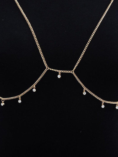 Rhinestone Detail Bralet Body Chain-jewelry-Des Mess