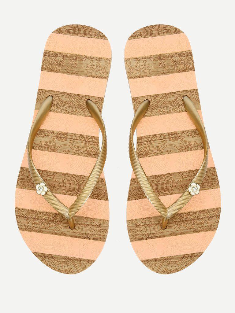 Block Striped Flip Flops-shoes-Des Mess