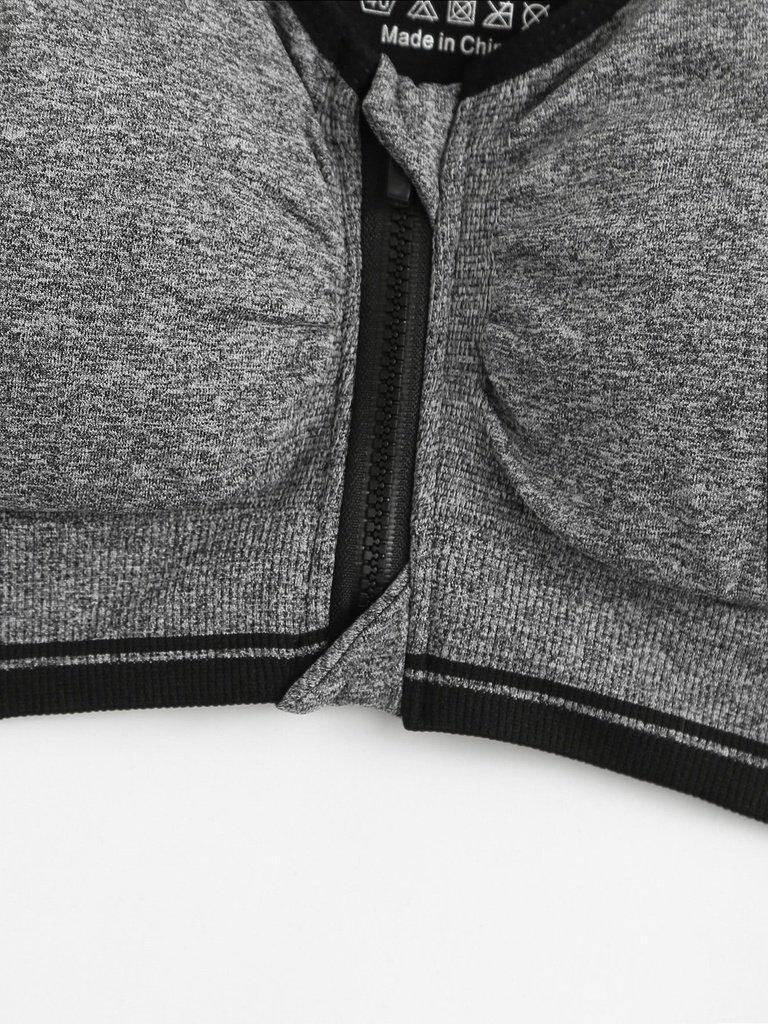 Zipper Front High Impact Sports Bra-sportswear-Des Mess